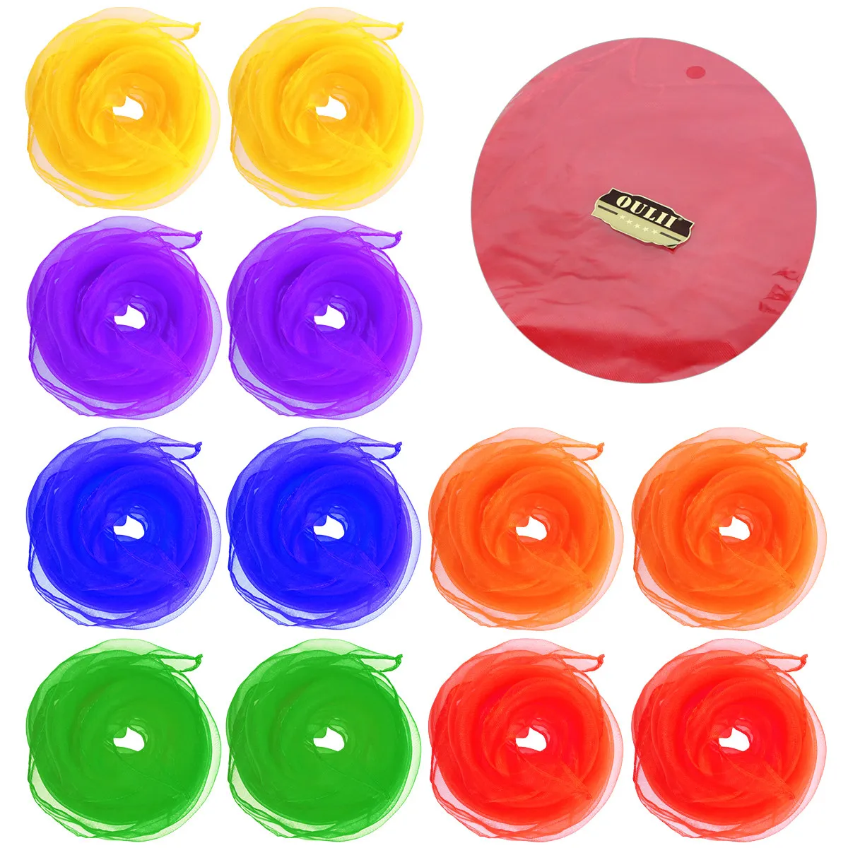 

Набор из 12 шелковых платков разных цветов: мягкие квадратные платки для жонглирования, танцев, реквизита для детского сада, украшения для волос и сумок