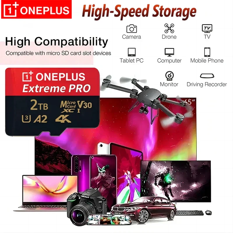 Oneplus Original Class 10 128GB Micro TF/SD Card High Speed Memory Stable Performance for Phones Digital Camera Laptop PC MP3