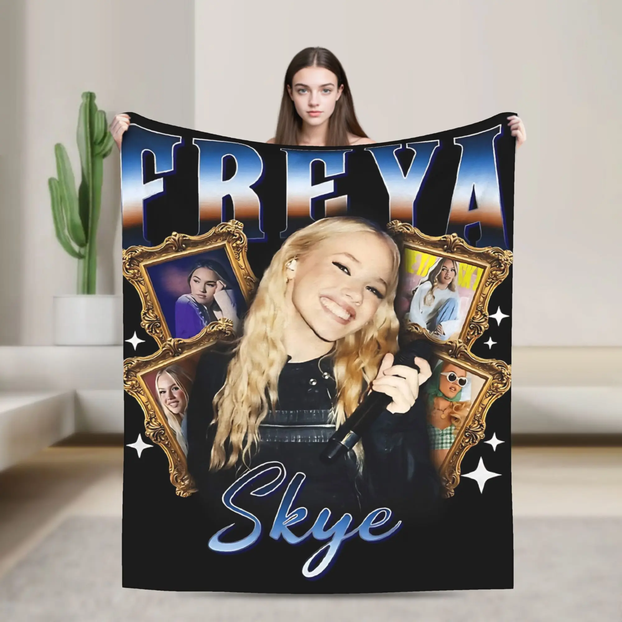 Freya Skye Vintage Fan Warm Blankets  Casual Travel Car Bedding Throws Couch Bed Flannel Bedspread Sofa Bed Cover