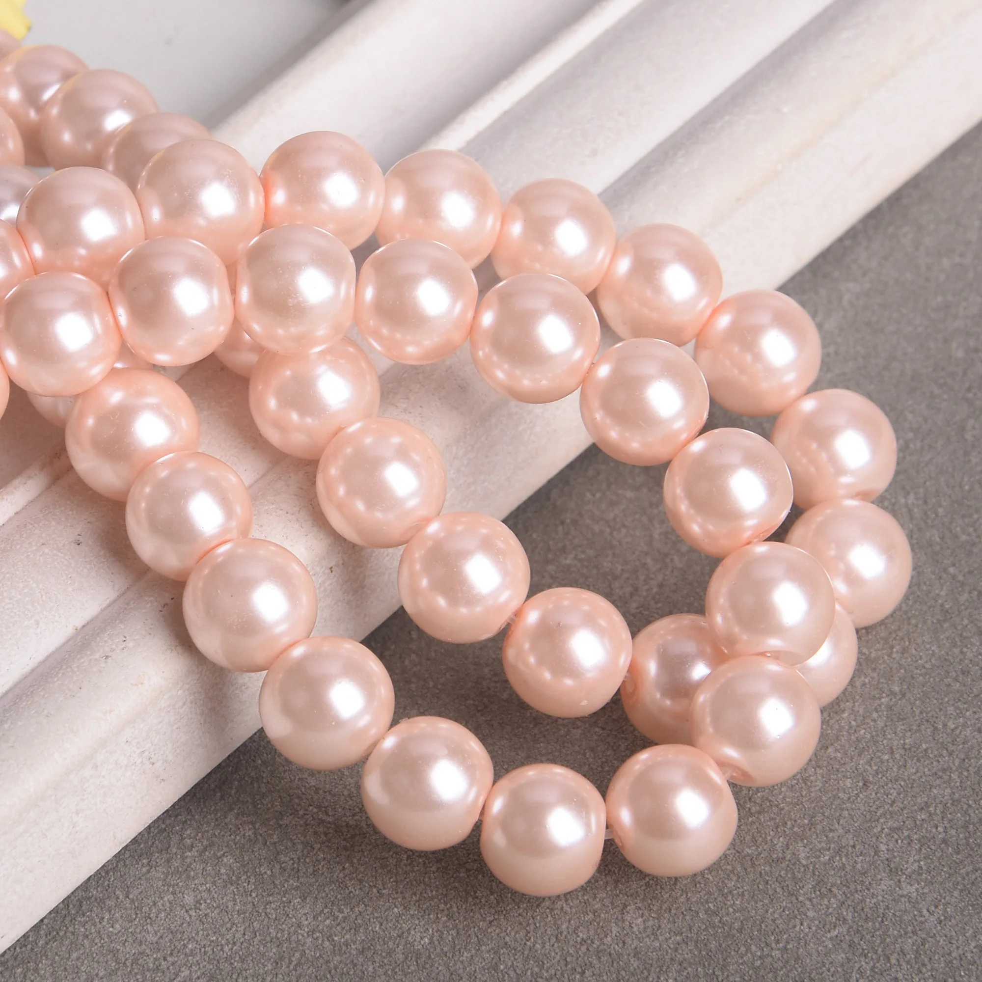 

Round 10mm 12mm 14mm Pale Pink Pearl Coated Glass Loose Spacer Beads Wholesale For Jewelry Making DIY Bracelet Findings