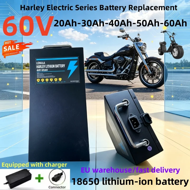Image of EU-Lager, schnelle Lieferung, 60V 20Ah-60Ah 2000W Harley zweirädriger faltbarer Citycoco Elektroroller, Lithiumbatterie, kostenloses Ladegerät, Ersatzbatterie 18650 Lithium-Ionen-Akku