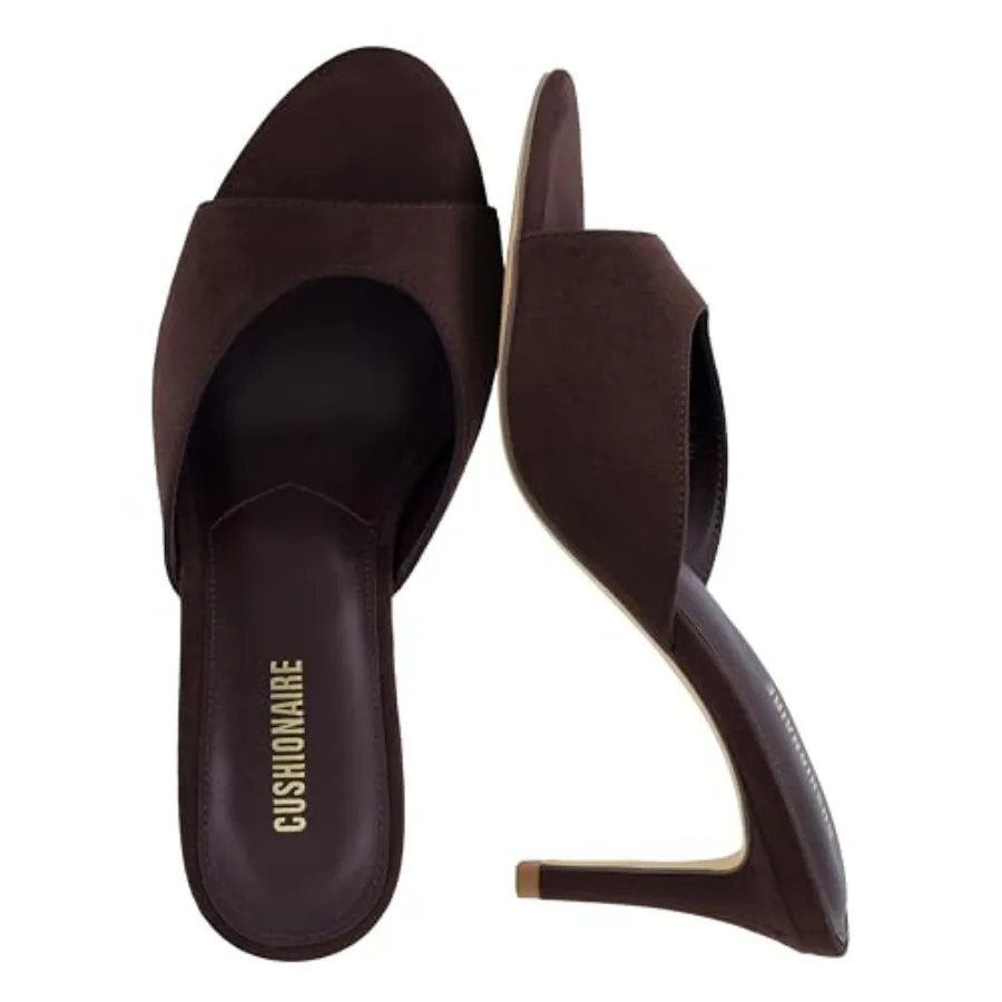 

CUSHIONAIRE Elle Pointed Heel Womens Sandal, Open Toe Heeled Mule with Cushioned Memory and Stiletto Design