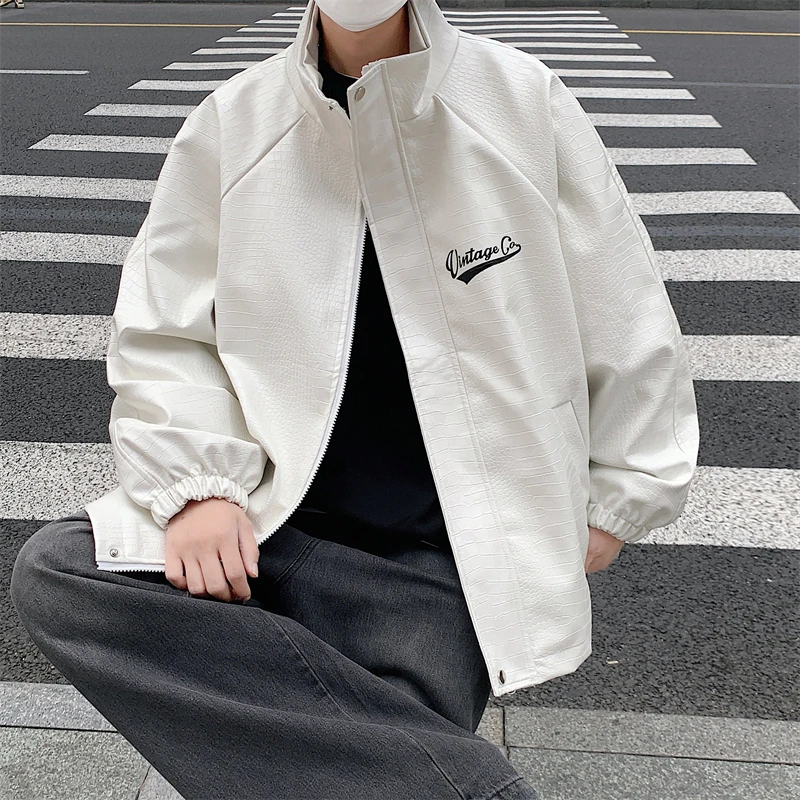 

Американская ретро-мотоциклетная куртка из искусственной кожи с воротником-стойкой, свободного кроя, для подростков и молодежи, модная брендовая верхняя одежда на весну-осень