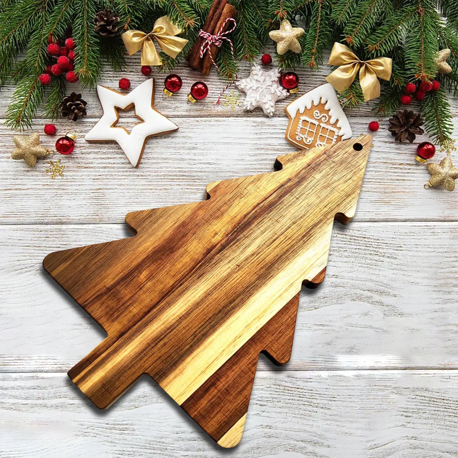 Xmas Tree Serving Board Kitchen Cutting Chopping Board Multipurpose Fruit Tray Sushi Serving Tray for Kitchen Ornaments