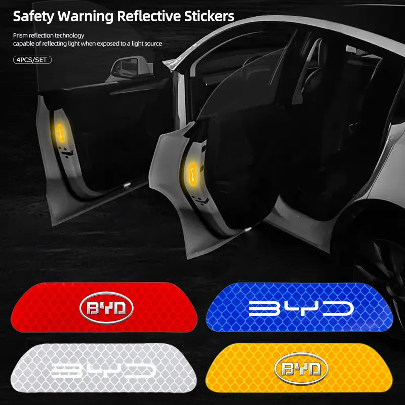 Car Door Sticker Safety Warning Reflective Mark Keyring For BYD Atto 3 Yuan Plus Han Tang EV F3 E6 Dmi Song F0 Qin Pro SEAL Seal