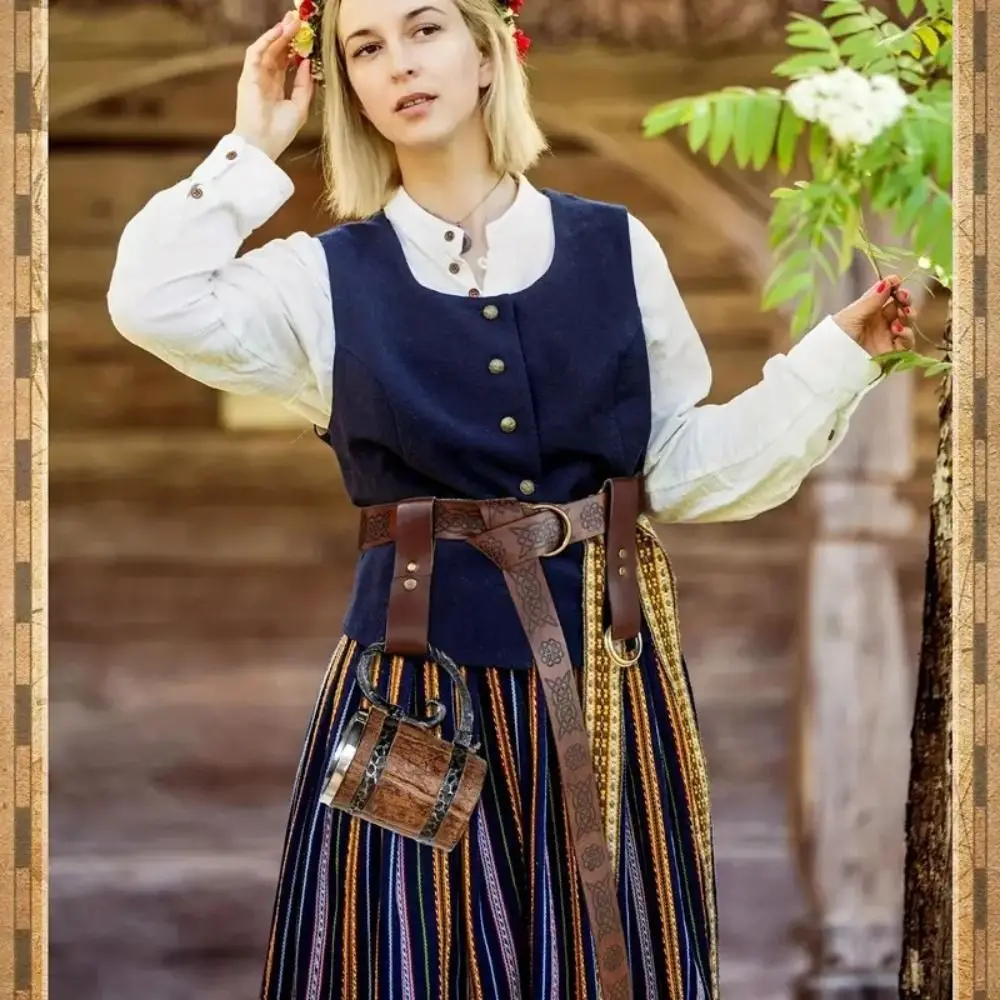 Interesting Embossed Viking Renaissance Belt Printing PU Celtic Belt Knight Leather Medieval Waistband Photo Pros