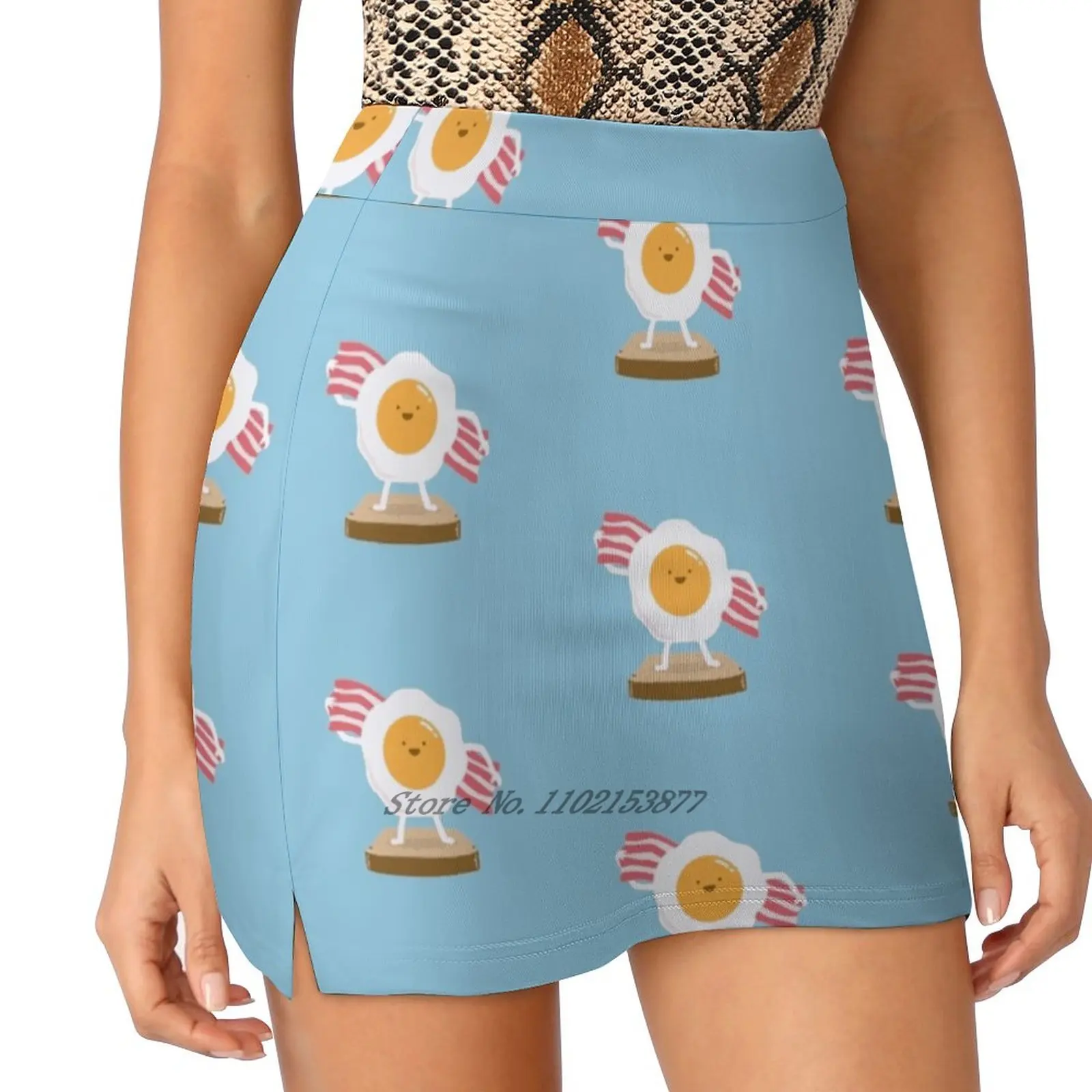 Beach Towel Women Sports Skirt Tennis Golf Dance Fitness Running Yoga Skirts Food Bread Breakfast Eggs Bacon Humor Shower Beach