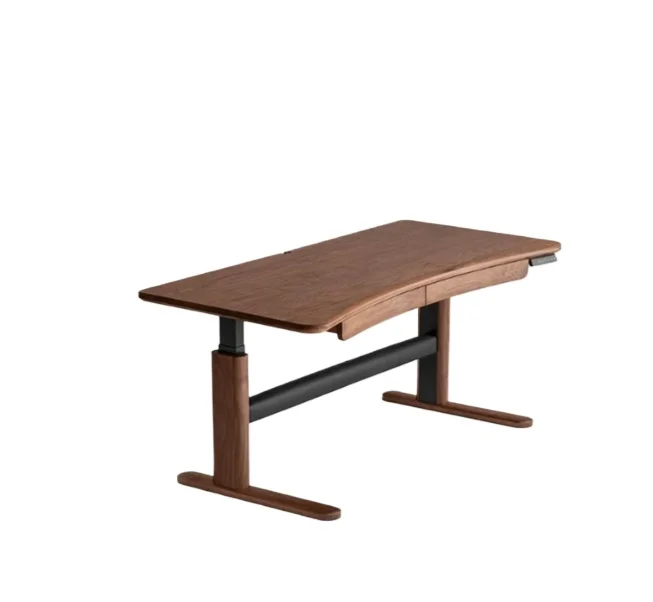 Curved Electric Desk North American Black Walnut Solid Wood Lifting Computer Desk Office Learning Workbench SZ43