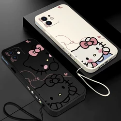 Capa de Telefone Hello Kitty para Iphone, Capa de Silicone Líquido Macio, Bonito, 15, 14, 13, 12, 11 Pro Max, Mini, X, XR, XS Max, SE, 8, 7, 6S Além disso