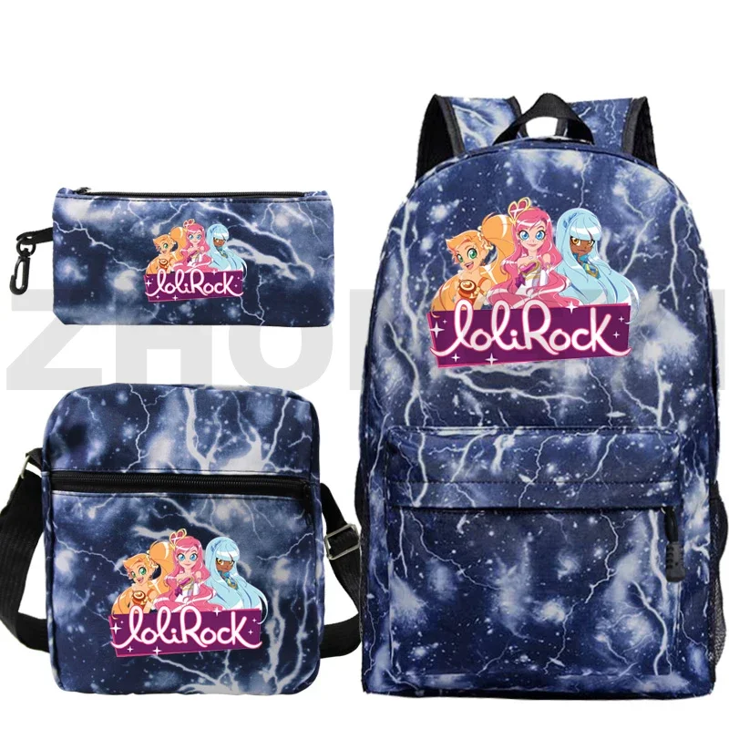 Lolirock Backpack Sets 3 Pcs/set Bookbags Canvas Anime Backpack LoliRockstar Rucksack for Teenager Girls Back To School Mochila