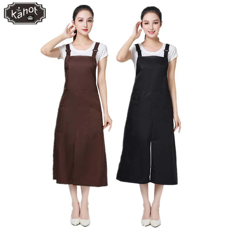 Professional Salon Apron with Large Pockets & Adjustable Straps, Work Smock for Barber Nail Coffee Milk Tea Shop Restaurant
