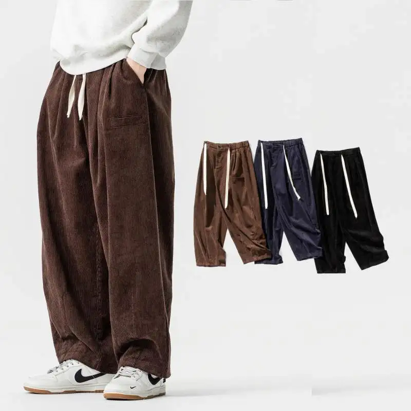 

Новые китайские мужские повседневные брюки из вельвета, широкие, свободного кроя, больших размеров, в стиле фонарик, из чистого хлопка, ретро, длинные брюки