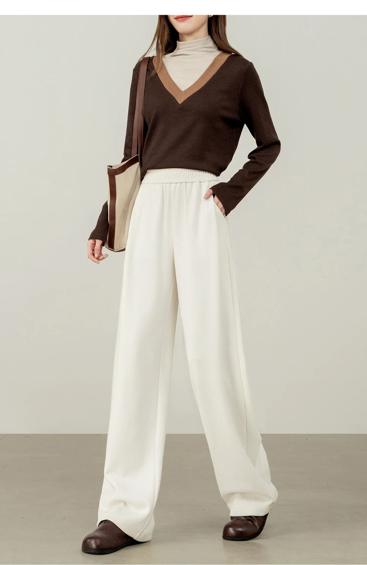 SENTUBILA Damen-Langhose, Strick, dick, gerade geschnitten, lässig, elastisch, hohe Taille, Jogginghose, Damenbekleidung 153K80276 – Detail 22