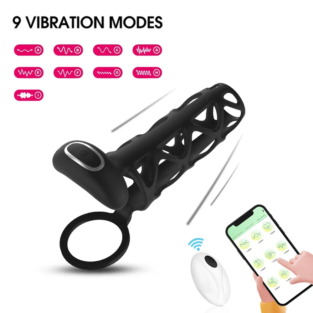 APP التحكم الذكور حلقات القضيب هزاز سيليكون قفص القضيب الخصية الصفن ضبط النفس الجنس لعب للرجال تأخير القذف لعبة الكبار