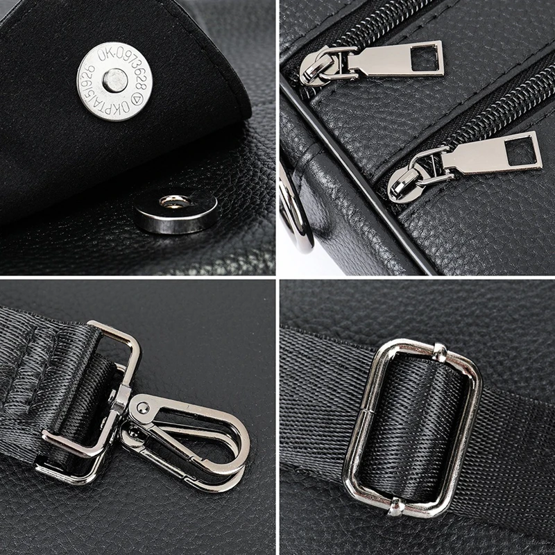 Nesitu Quality Coffee Black Brown Genuine Leather Small Women Men Shoulder Messenger Bag for 7.9'' Ipad Phone Purse M6104