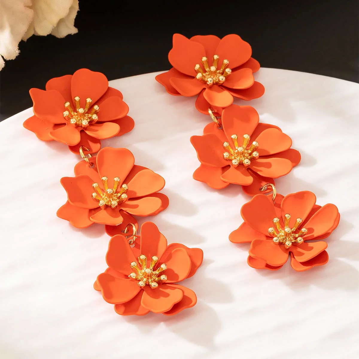 Long Drop Earrings For Women Girls Dopamine Flower Temperament Ear Pendant Accessories Holiday Party Gift Fashion Jewelry DE179