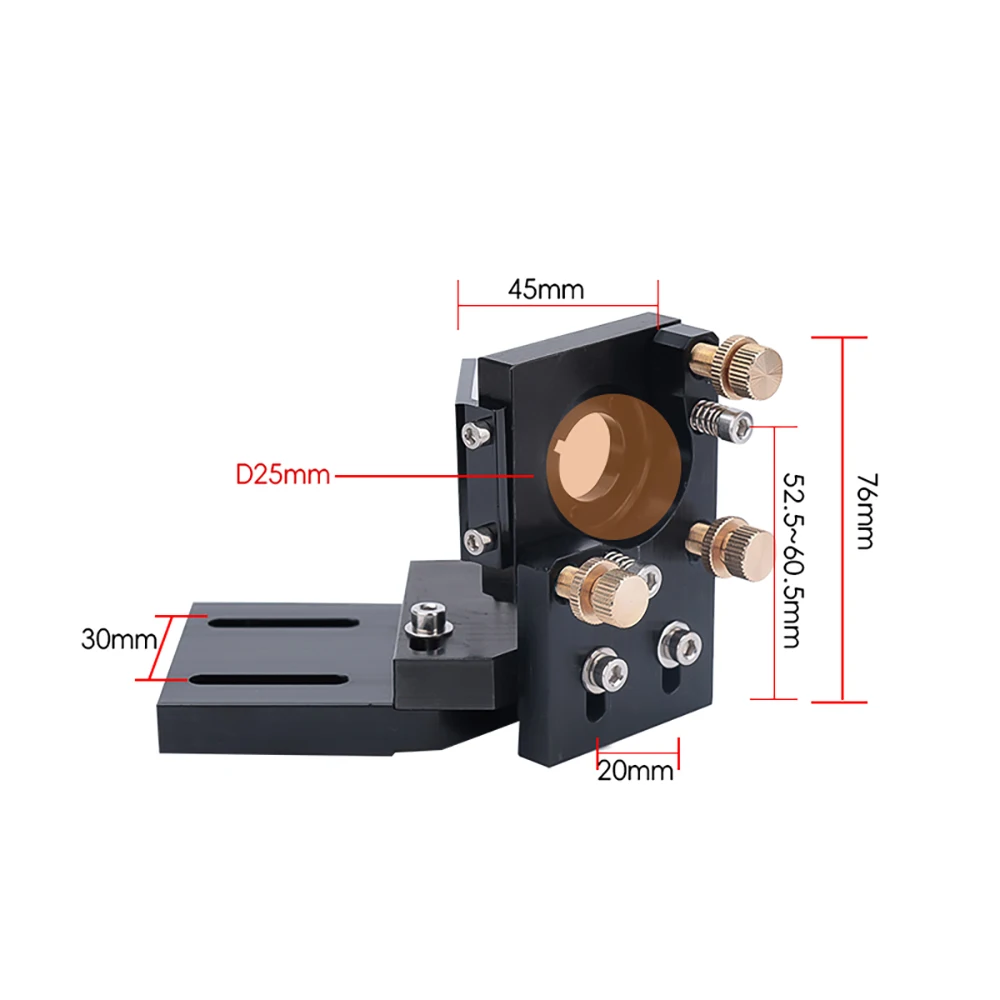 CO2 레이저 헤드 세트 Dia.25 ZnSe 포커싱 렌즈 초점 거리 50.8/63.5/101.6mm 레이저 절단 마킹 부품용 Si/Mo 미러