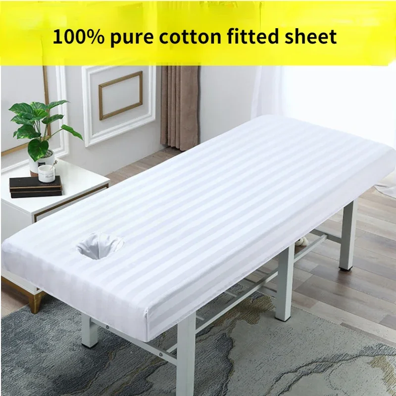 Pure Cotton Beauty Salon Bed Sheet Cover Elastic Band Sheet Non-slip SPA Massage Bed Sheet Cover 100% Cotton 4 Sizes