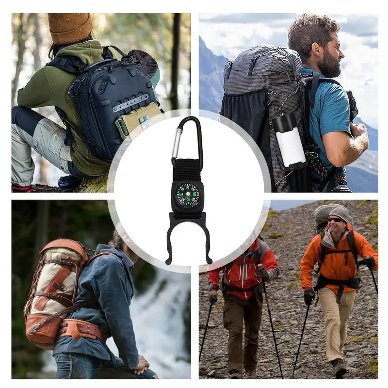 Water Bottle Ring Holder Portable Water Bottle Holder With Compass For Backpack Clip For Bottle Hanger Strap For Mountaineering