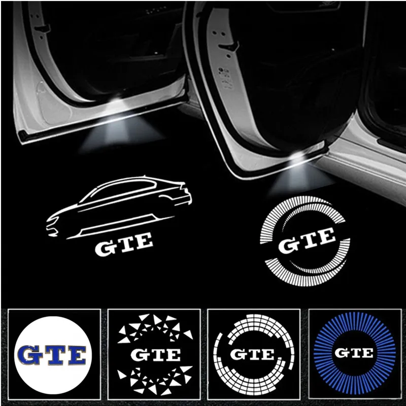 2Pcs LED Car Door Welcome Lights Logo for VW GTE Logo Golf Tiguan Arteon POLO BORA Passat Jetta Touareg Courtesy Projector Lamps