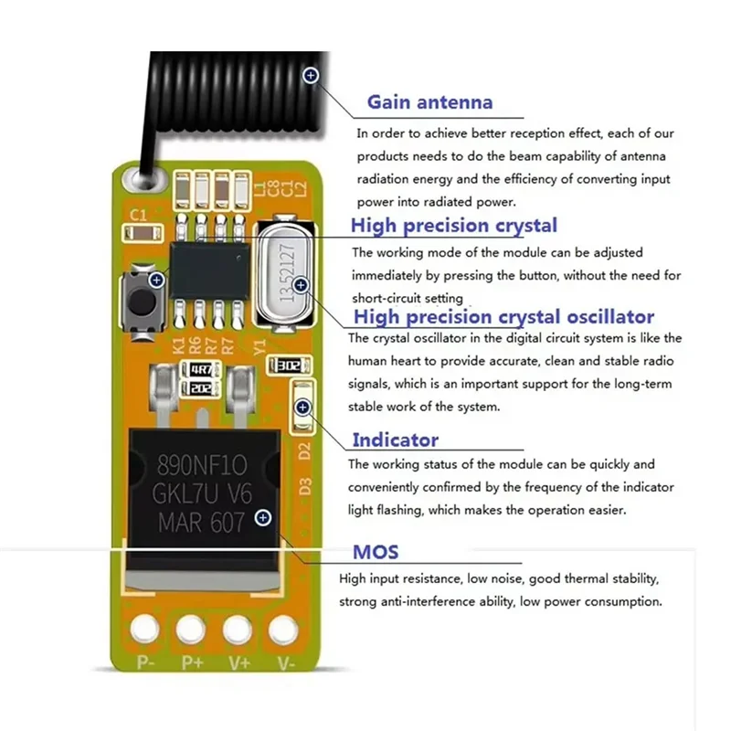 ABGR-433 МГц 1-канальный водонепроницаемый RF пульт дистанционного управления с задержкой для светодиодного освещения гаража, умного дома