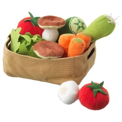 YIJA DUKTIG 14PCS Vegetable Basket Child Play House Game Tomato Carrot Mushroom Onion Model Plush Toy Food Kitchen Boy Girl Gift