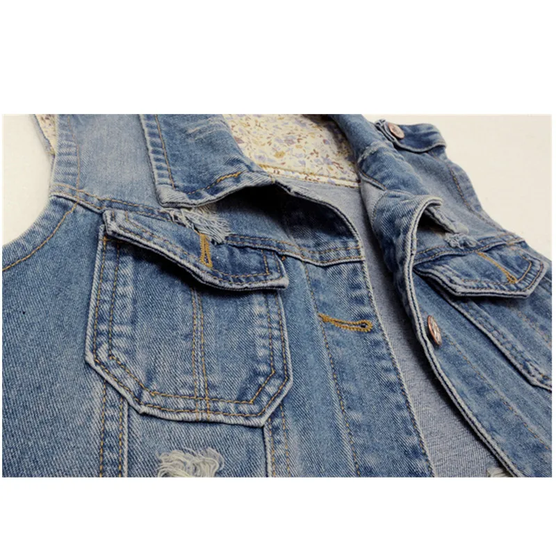 เสื้อกั๊กยีนส์วินเทจสำหรับผู้หญิง ไซส์ S-6XL ฤดูใบไม้ผลิ/ฤดูร้อน ทรงสั้น แขนกุด ดีไซน์รูฉลุ สไตล์คาวบอย เสื้อคลุมลำลอง