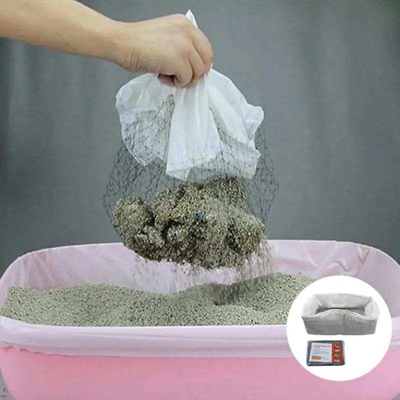 Durable Cat Litter Bags Liners Reusable Cat Feces Filter 10Pcs Cat Sand Bag Filter Pet Hygienic Litter Box Liner for Pet cats