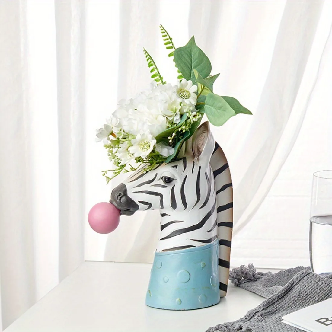 Creative Animal Vase Giraffe Zebra Plant Pot Handcrafted Flower Vase Ornament Table Decoration Room Accessories Gift