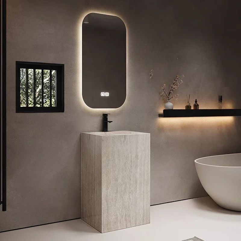 Rock slab column basin integrated washbasin floor-to-ceiling bathroom washbasin balcony villa table control drainage