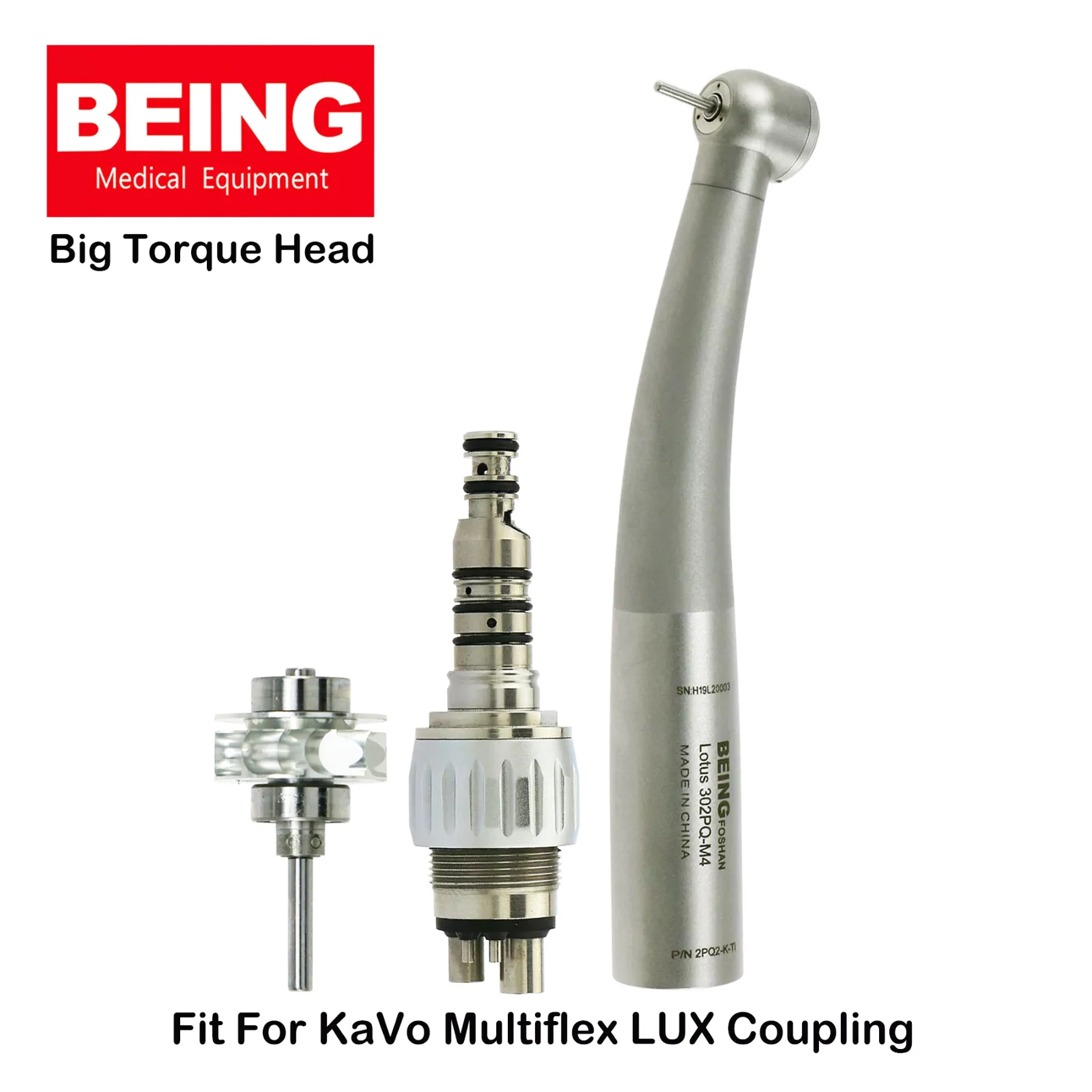 

BEING Dental High Speed Handpiece 4Holes 302PQK-TI Fit Compatible Kavo Multiflex LUX Coupling