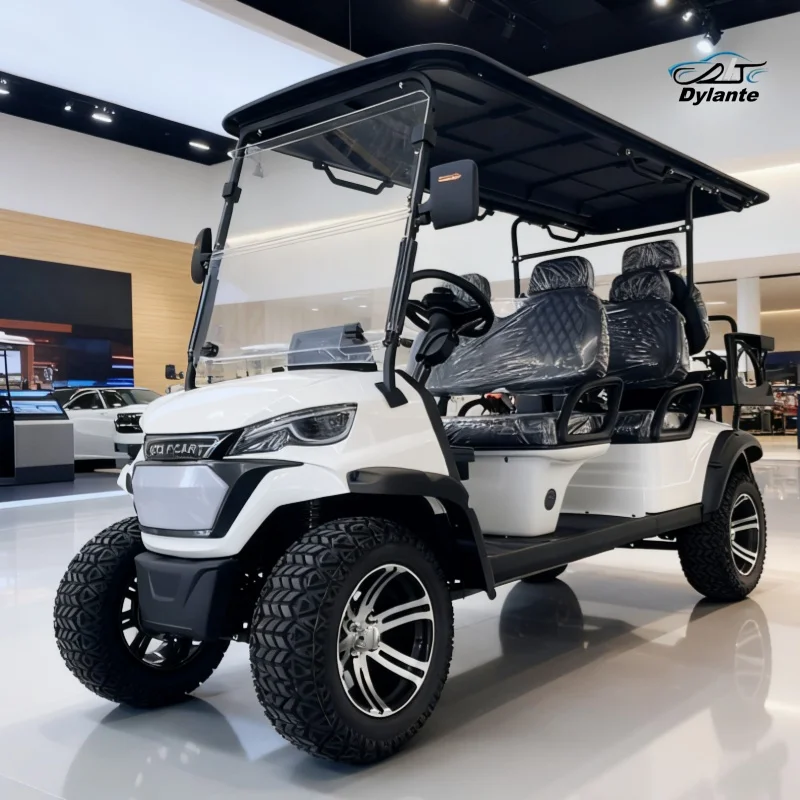 

Доступная 6-местная электрическая тележка для гольфа Club для продажи, 72 В, литиевое удобное складное заднее сиденье на заказ + встроенный ящик для хранения