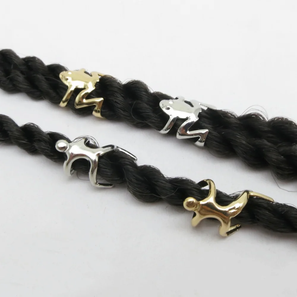4Pcs/pack Golden/Silvery Climber Man/Frog Adjustable Hair Braid Dread Dreadlock Beads Rings Cuffs for Men Women Hair Accessories