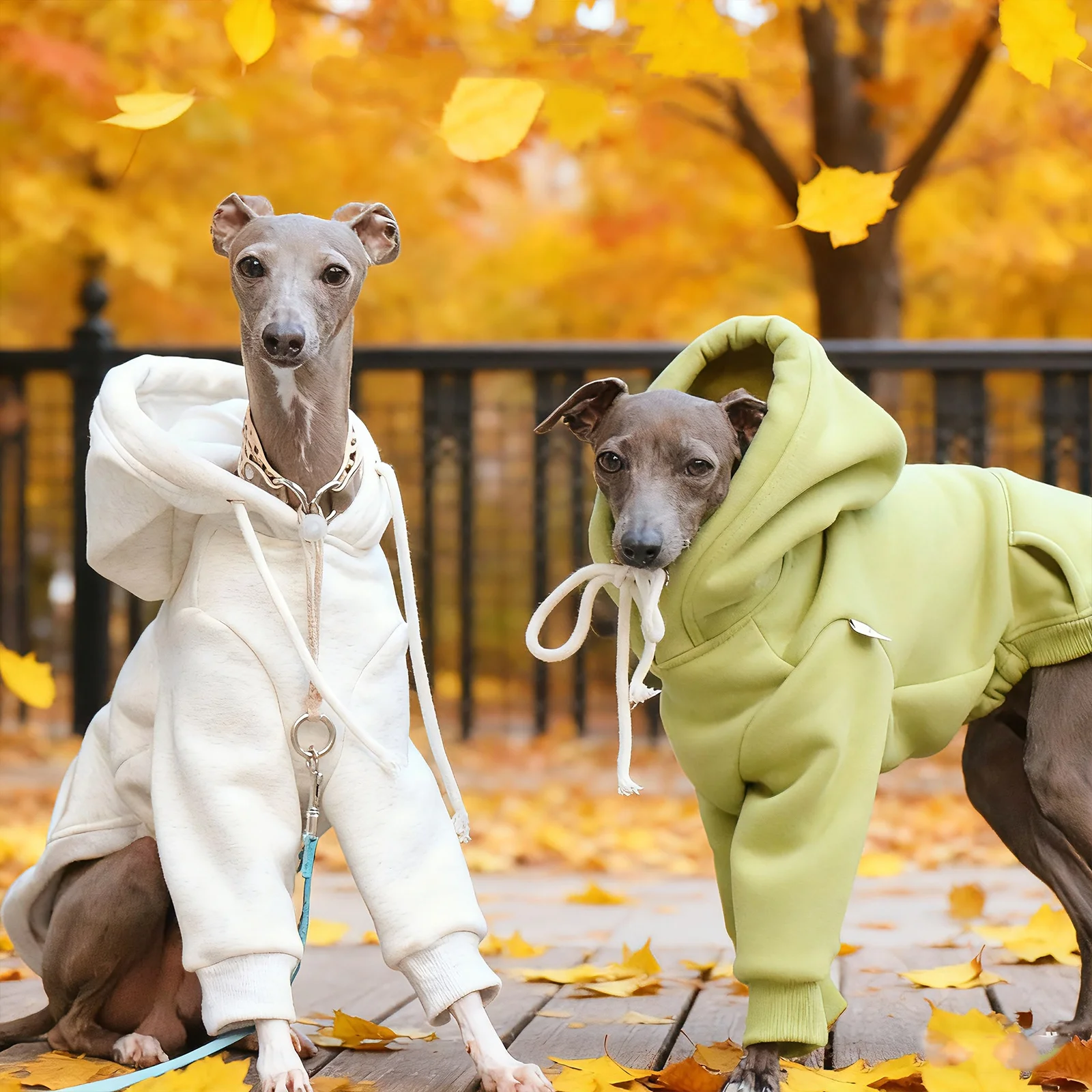 

Hoodie Sweatshirt for Mid Dogs in Winter Warm Long Sleeved Grey Coat for Italian Greyhound Whippet Green Jacket for Greyhounds