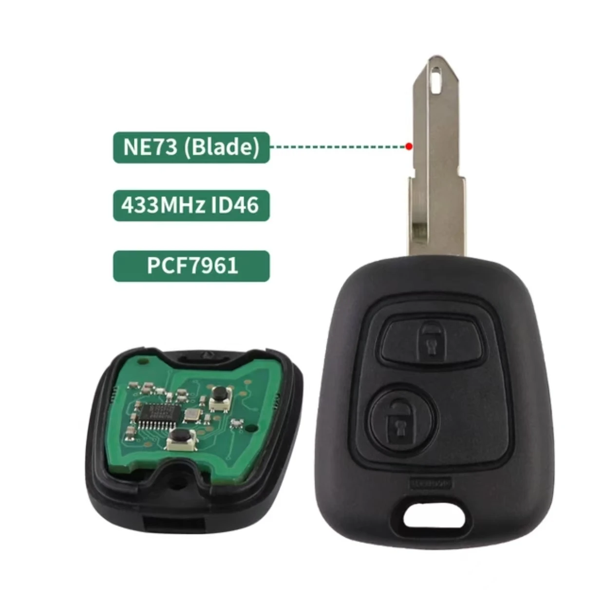 Sunshine car key 433mhz ID46 Chip Remote Car Key For Peugeot 106  206  Partner Xsara For Citroen C1 C2 C3 C4 Saxo