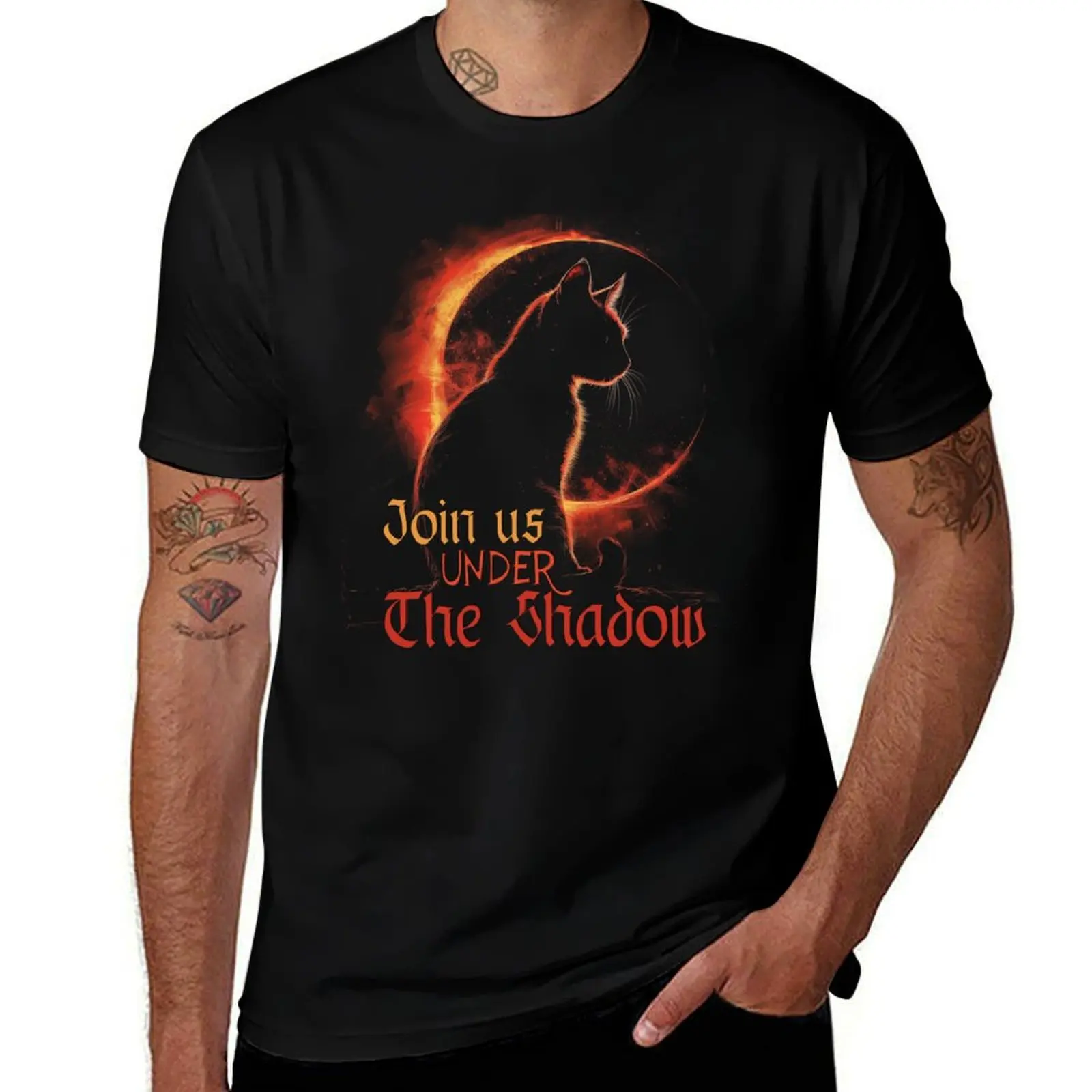 Join Us Under The Shadow Solar Eclipse Halloween T-Shirt Basic Casual Short Sleeve Cotton Shirt T-Shirt