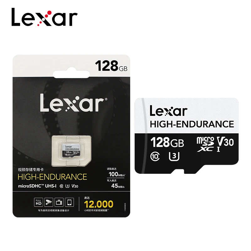Lexar MicroSD Card High Endurance 32 ГБ SDHC 64 ГБ 128 ГБ SDXC V30 C10 U3 Карта флэш-памяти 100 Мбит/с TF Видеокарта для мониторинга