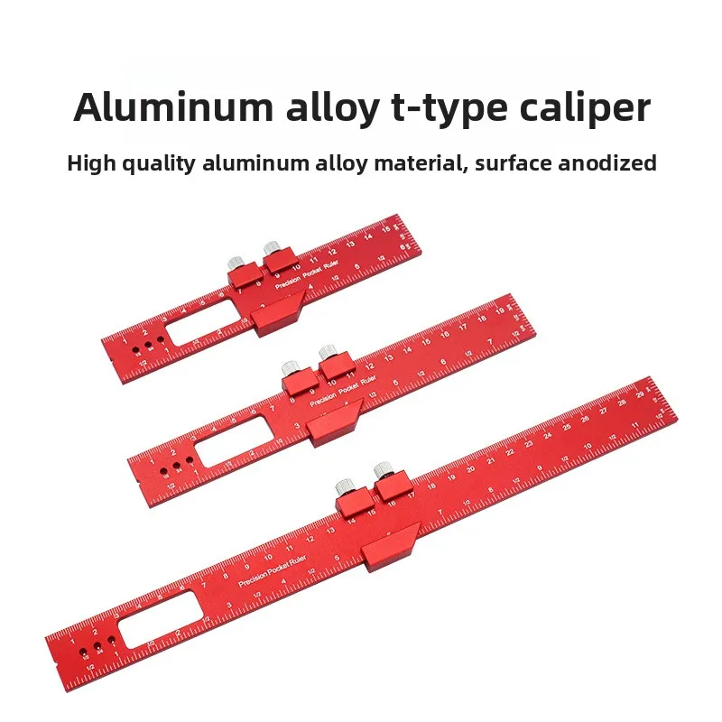 Woodworking Aluminum Alloy Scribing Ruler Marking Gauge Precision Measurement Multi Function Marking Tool Caliper Height Scale