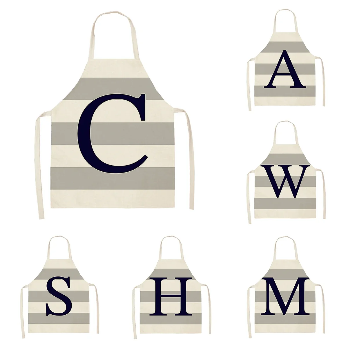 Home wreath Letter Pattern Apron Women Men child Linen Stain Resistant Apron Cooking Household Cleaning Tool Kitchen Utensils