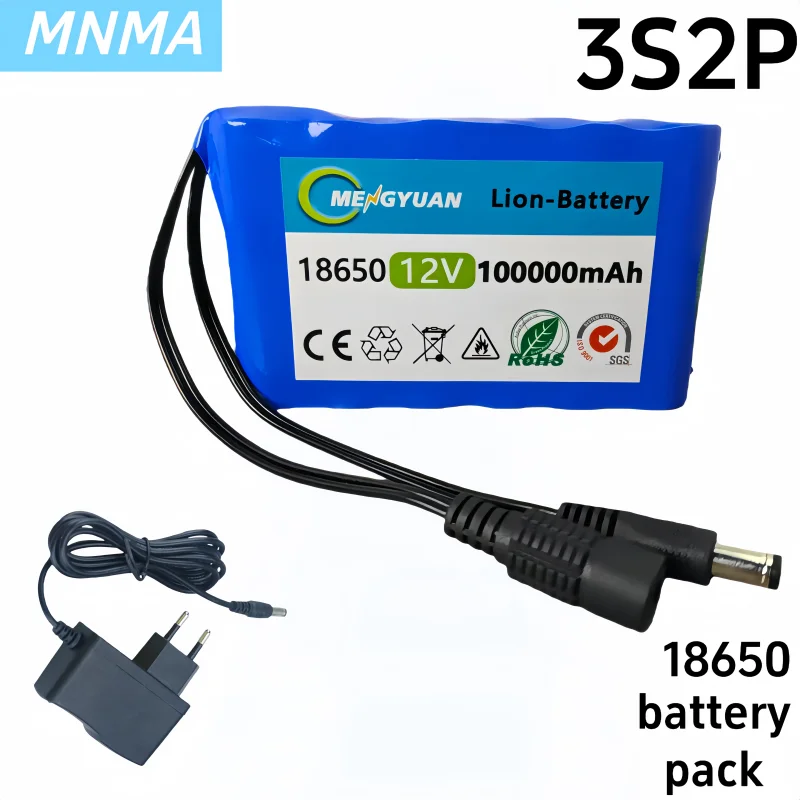 

Newly Upgraded 12V 100000mah Battery Rechargeable Lithium Ion Battery Pack Capacity DC 12.6v 50.8Ah CCTV Cam Monitor +Charger