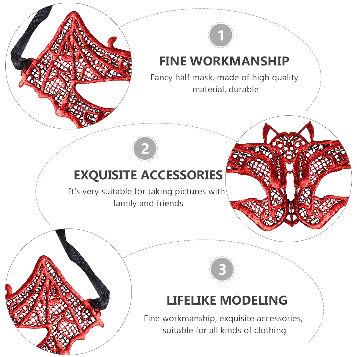 

1 pc Half Face Masquerade For Halloween Party Cosplay Costume Bat Mask Cosplay Mask Decor Accessory Men Women