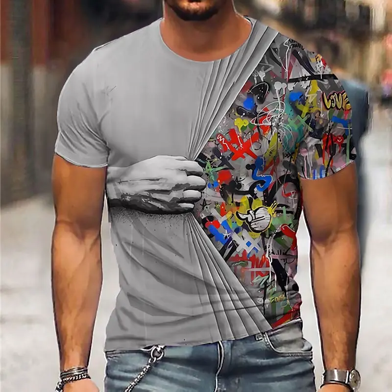 

3D Print Funny T Shirt For Men Casual O-neck Short Sleeve Hip Hop Trend Tops Fashion Loose Tees Summer Breathable Men's Clothing