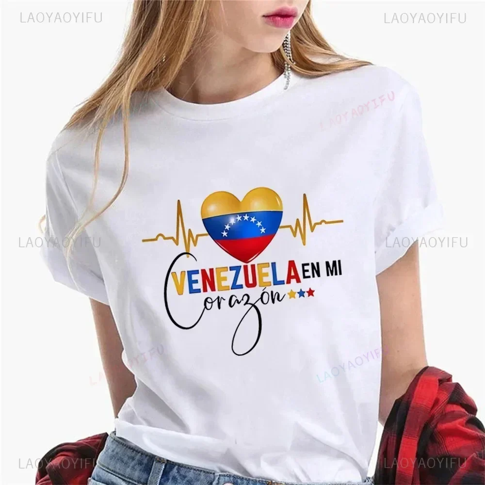 Venezuela T Shirt Women Harajuku Designer  Woman Men High Quality Cotton T-shirt I Love Venezuela Patriot Tops Tee