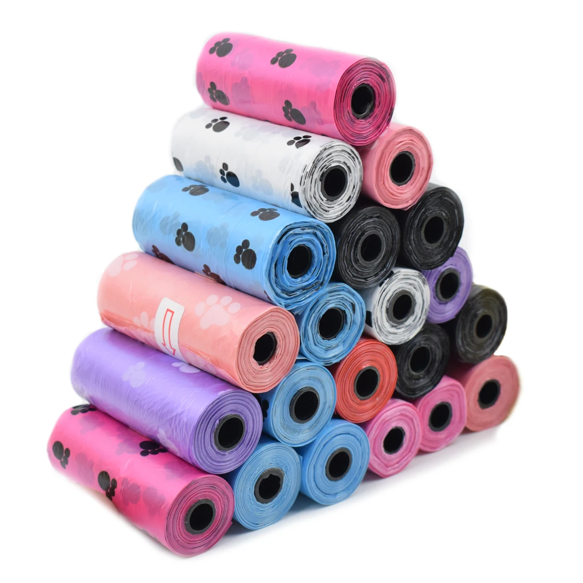 5-10 Roll Pet Poop Bags Disposable Dog Waste Collector Garbage Puppy With Paw Prints Pooper Bag Small Rolls Outdoor Clean