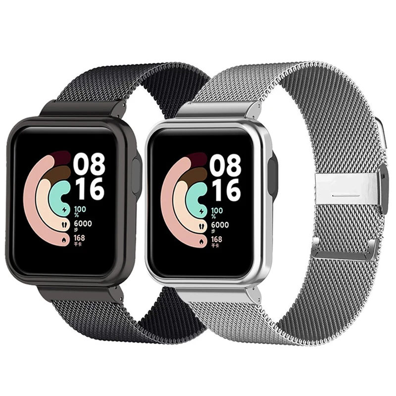 Metal Strap for Xiaomi Mi Watch Lite Bracelet Steel Strap+Cover Smartwatch Band for Xiaomi Watch Lite Wristband Protector Case