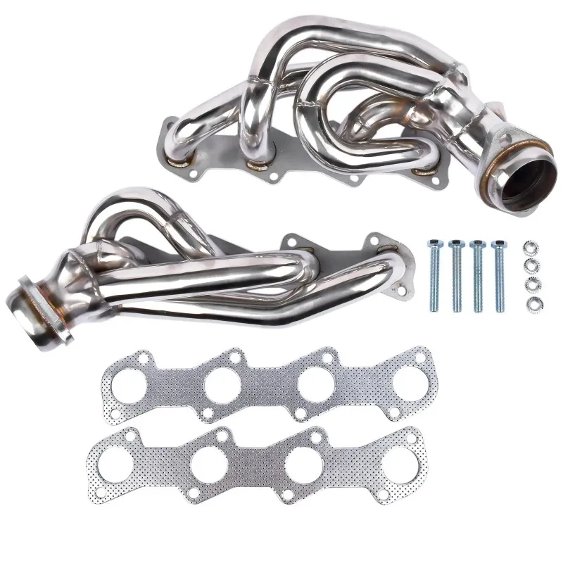 AP03 Shorty Manifold Header Chrome Polished for Ford F150 F250 Expedition 1997-2003 5.4L V8 Stainless Steel