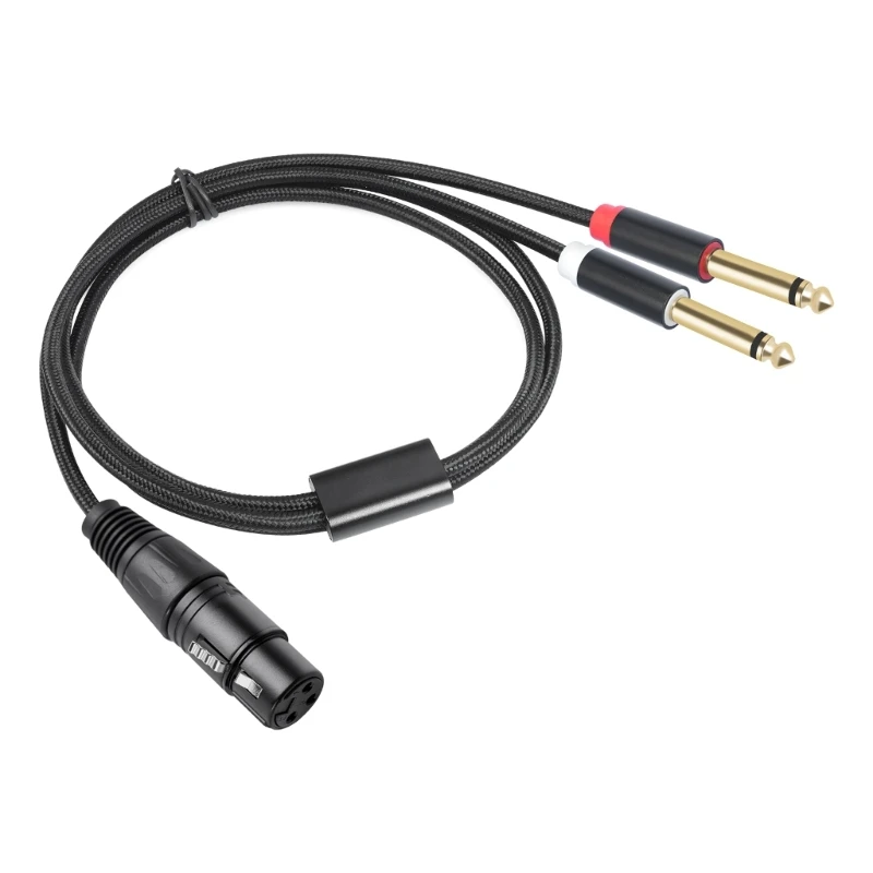 

2x 1/4inch to 3Pin Female Y Splitters Cable,3Pin to 2x6.35mm Mono Microphones Music Converters Adapters Dropship