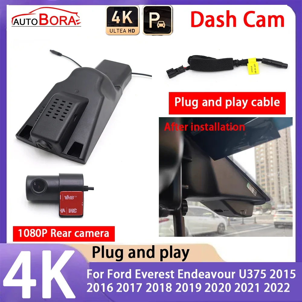 

AutoBora 4K 2160P Plug and Play UHD Car Dash Cam Camera Night Vision for Ford Everest Endeavour U375 2015~2022