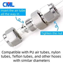 Fit Hose OD 4/6/8/10/12/14/16mm 304 Stainless Steel Quick Fit Pipe Fitting Union Pneumatic Fast Twist Fittings Air Tube Straight