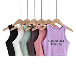 Summer Fashion Women Sexy Slim Tops O-neck Sleeveless Double Nylon Ladies Good Quality Tank Top Customized Logo